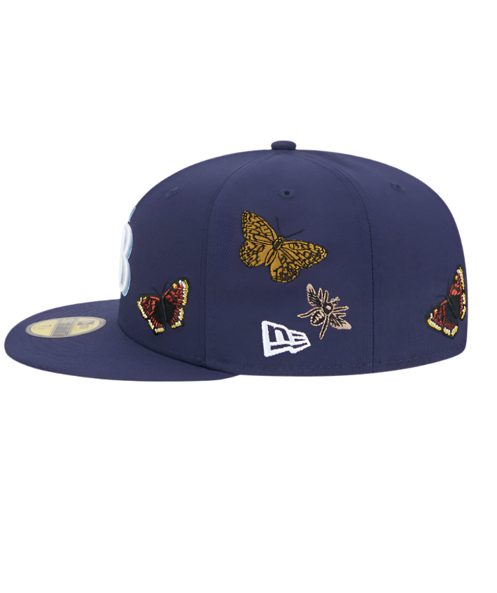 Rays New Era FELT Butterfly Garden Navy 59Fifty Fitted Hat