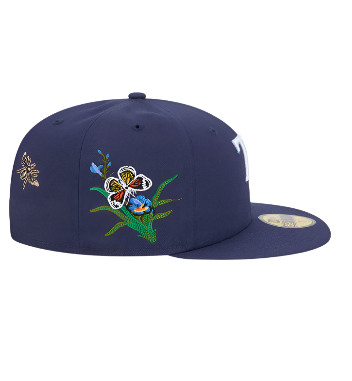 Rays New Era FELT Butterfly Garden Navy 59Fifty Fitted Hat