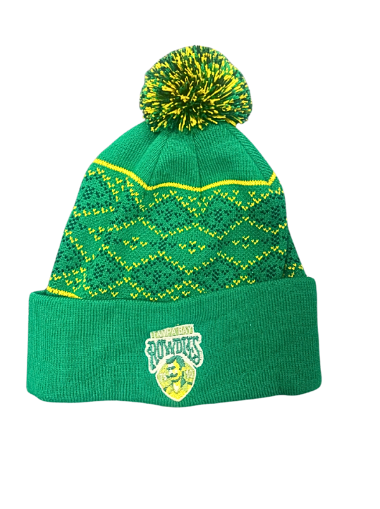 Rowdies Green Knit Beanie with Argyle Pattern