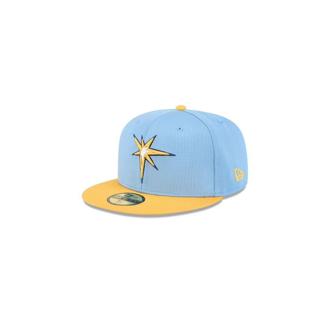 Rays New Era Youth Light Blue/Yellow Burst 2025 Spring Training On-Field 59Fifty Fitted Hat