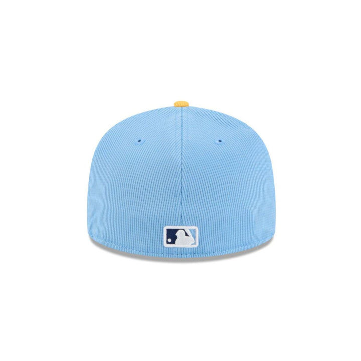 Rays New Era Youth Light Blue/Yellow Burst 2025 Spring Training On-Field 59Fifty Fitted Hat