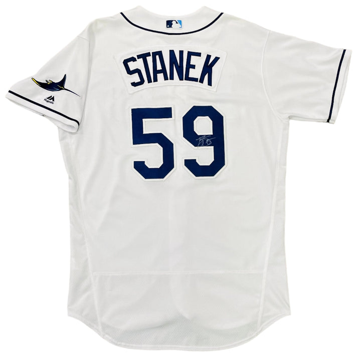 Rays Ryne Stanek Team Issued Authentic Autographed White Jersey