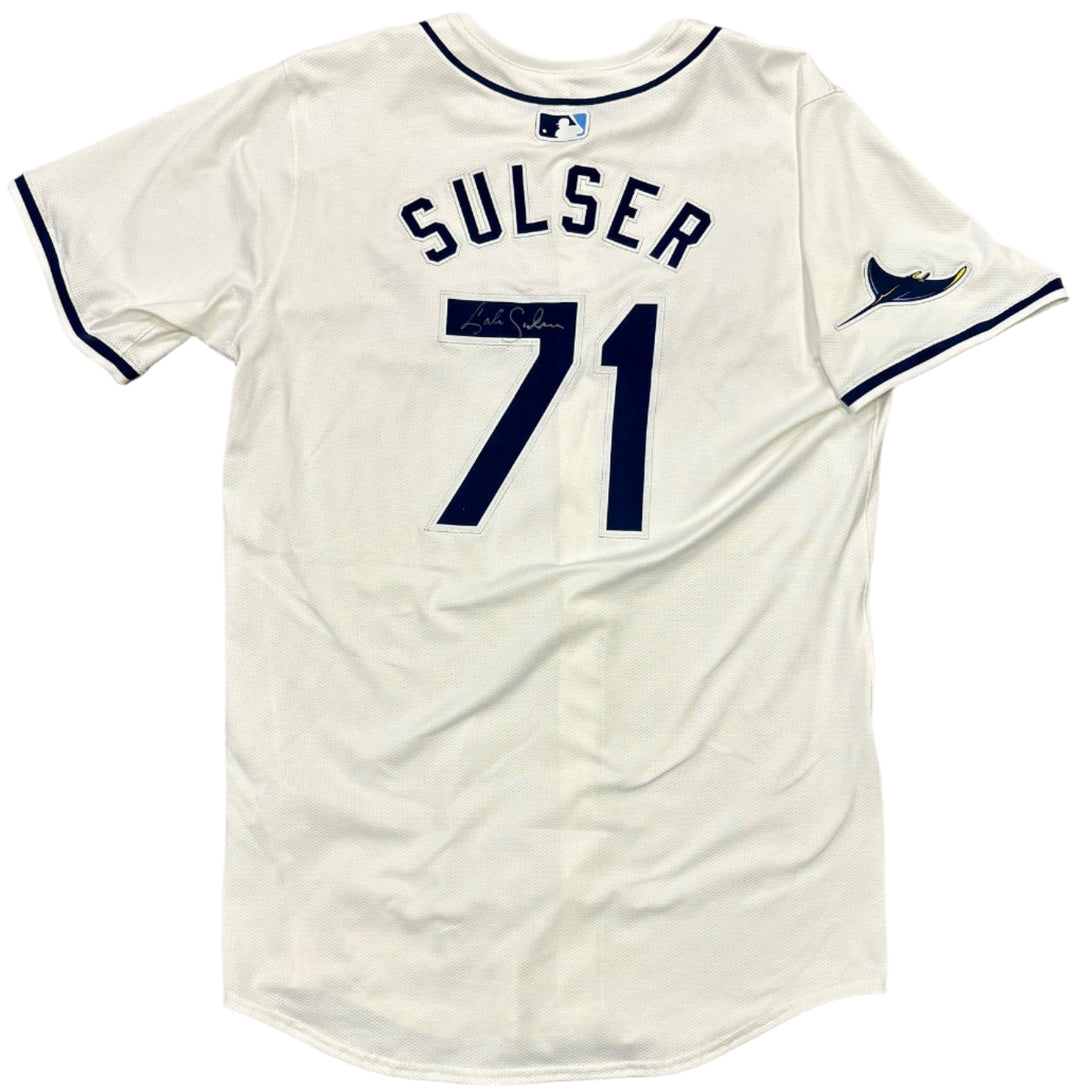 Rays Cole Sulser Team Issued Authentic Autographed White Jersey