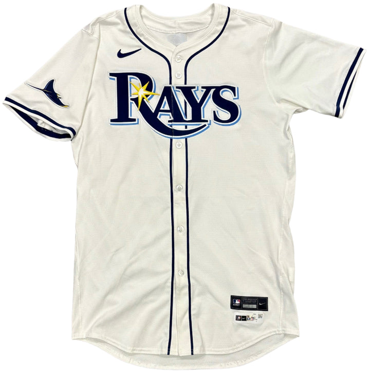 Rays Cole Sulser Team Issued Authentic Autographed White Jersey