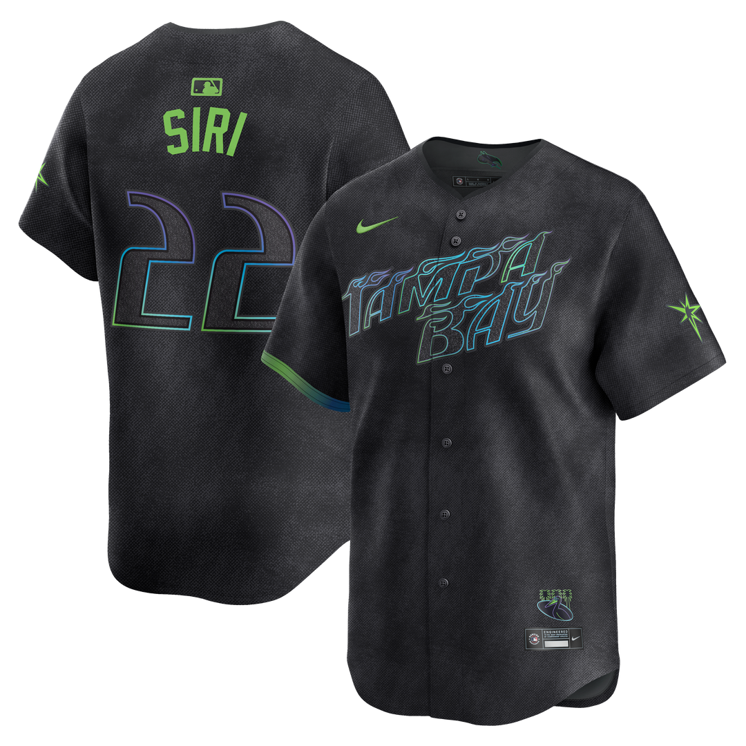 Rays Men's Nike Charcoal Grey Jose Siri City Connect Limited Replica Jersey