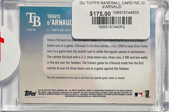 Rays Travis d'Arnaud Topps Baseball Relic Card (04/100)