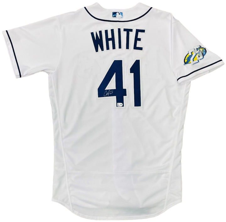 Rays Colby White Team Issued Authentic Autographed 25th Anniversary White Jersey