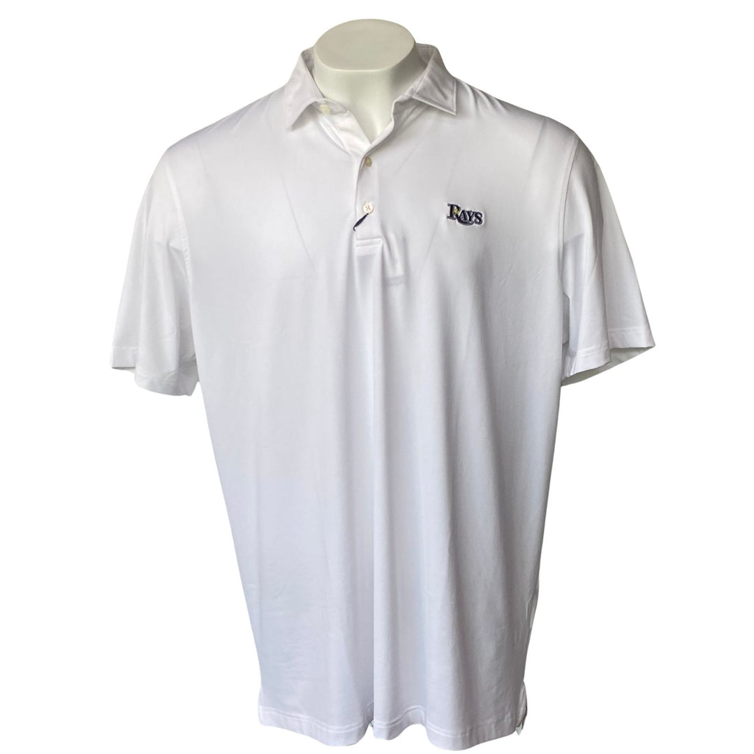 Rays Men's Johnnie O White Wordmark Polo Shirt