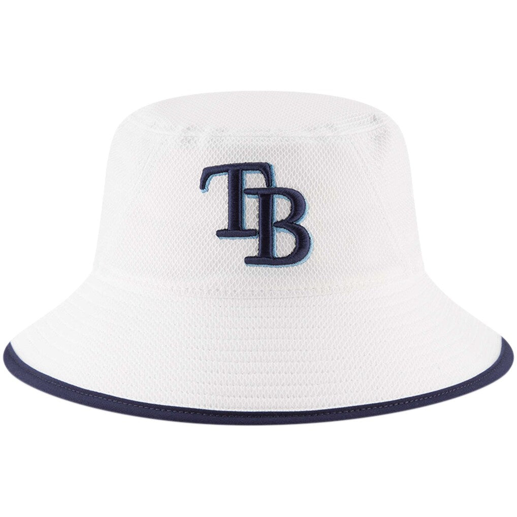 Rays New Era White TB Logo Bucket Hat