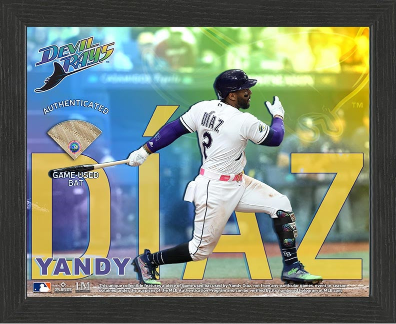 Rays Yandy Diaz Authentic Devil Rays Game Used Bat Piece Display