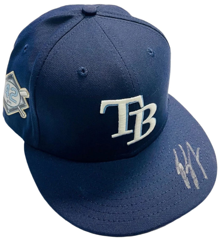 Rays Ryan Yarbrough Game Used Authentic Autographed Jackie Robinson Day Hat