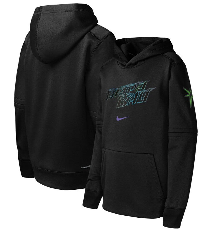 Rays Youth Nike Black City Connect Tampa Bay Authentic Collection Therma Hoodie