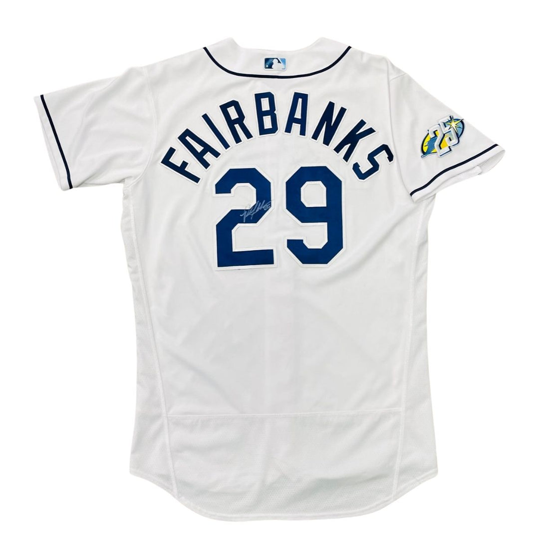 Rays Pete Fairbanks Team Issued Authentic Autographed White Jersey