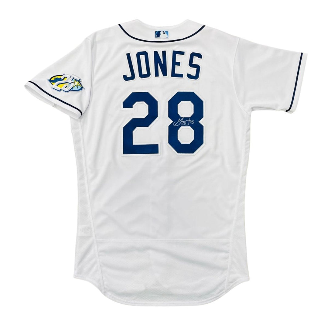 Rays Greg Jones Team Issued Authentic Autographed White Jersey
