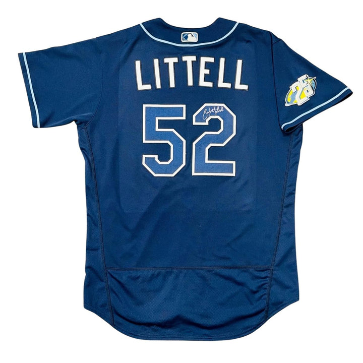 Rays Zack Littell Team Issued Authentic Autographed Navy Jersey