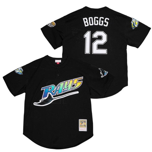 RAYS MEN'S BLACK DEVIL RAYS WADE BOGGS 25TH MITCHELL AND NESS