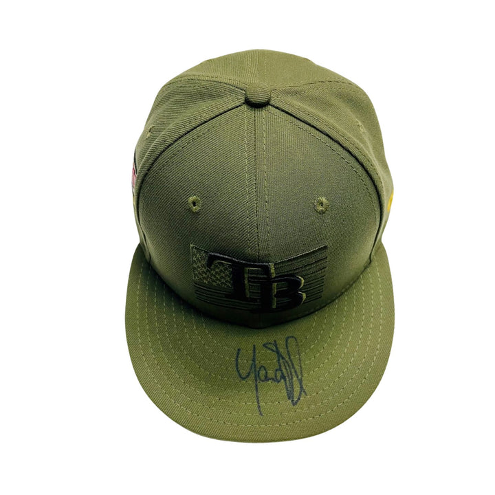 Rays Yandy Diaz Game Used Authentic Autographed Armed Forces Day Hat