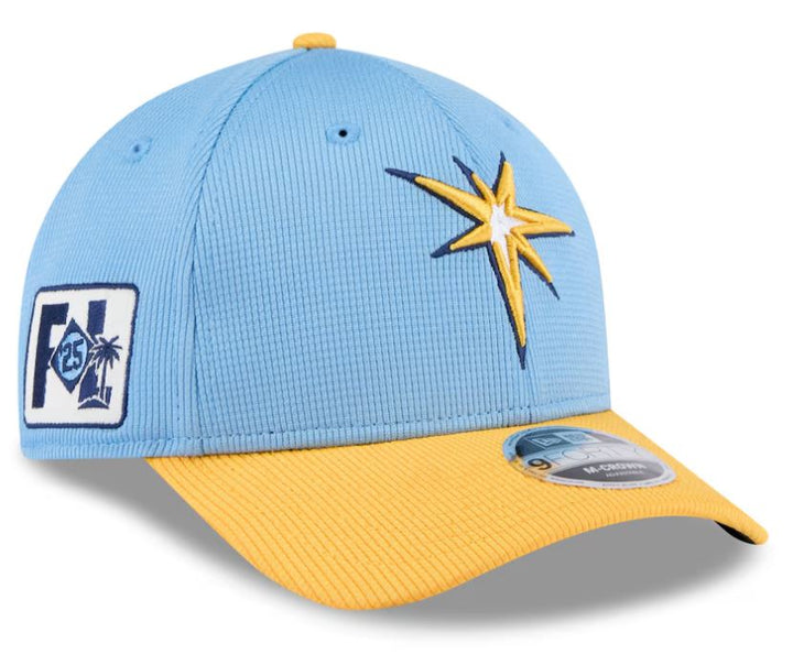 Rays New Era Light Blue/Yellow Burst 2025 Spring Training On Field 9Forty M-Crown Snapback Hat