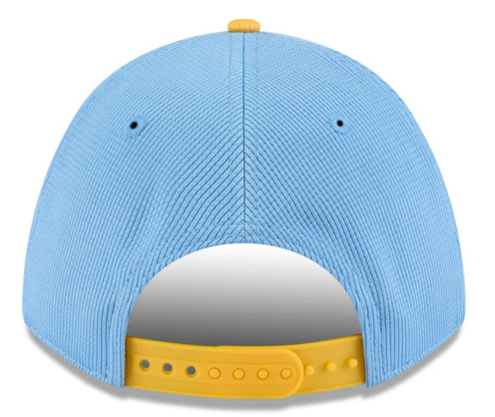 Rays New Era Light Blue/Yellow Burst 2025 Spring Training On Field 9Forty M-Crown Snapback Hat