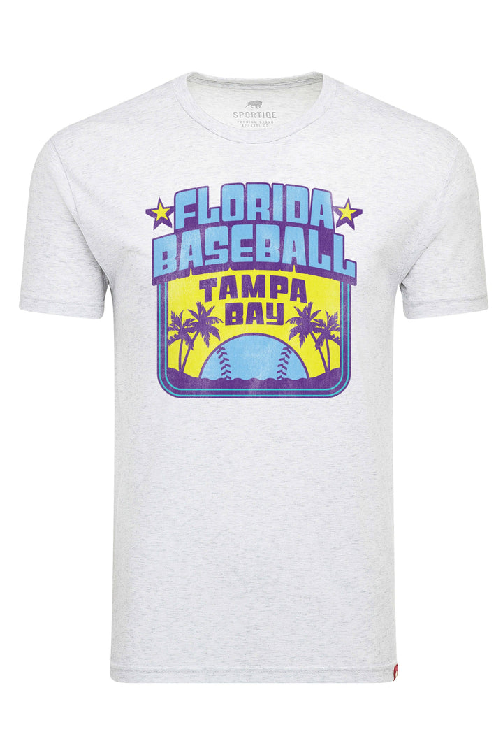 LIGHT GREY TAMPA BAY BASEBALL SUNSET SPORTIQE T-SHIRT - The Bay Republic | Team Store of the Tampa Bay Rays & Rowdies