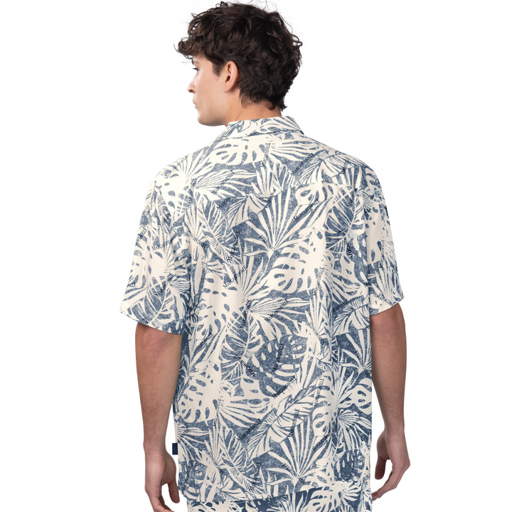 Rays Men's Margaritaville Blue White Monstera Hawaiian Shirt