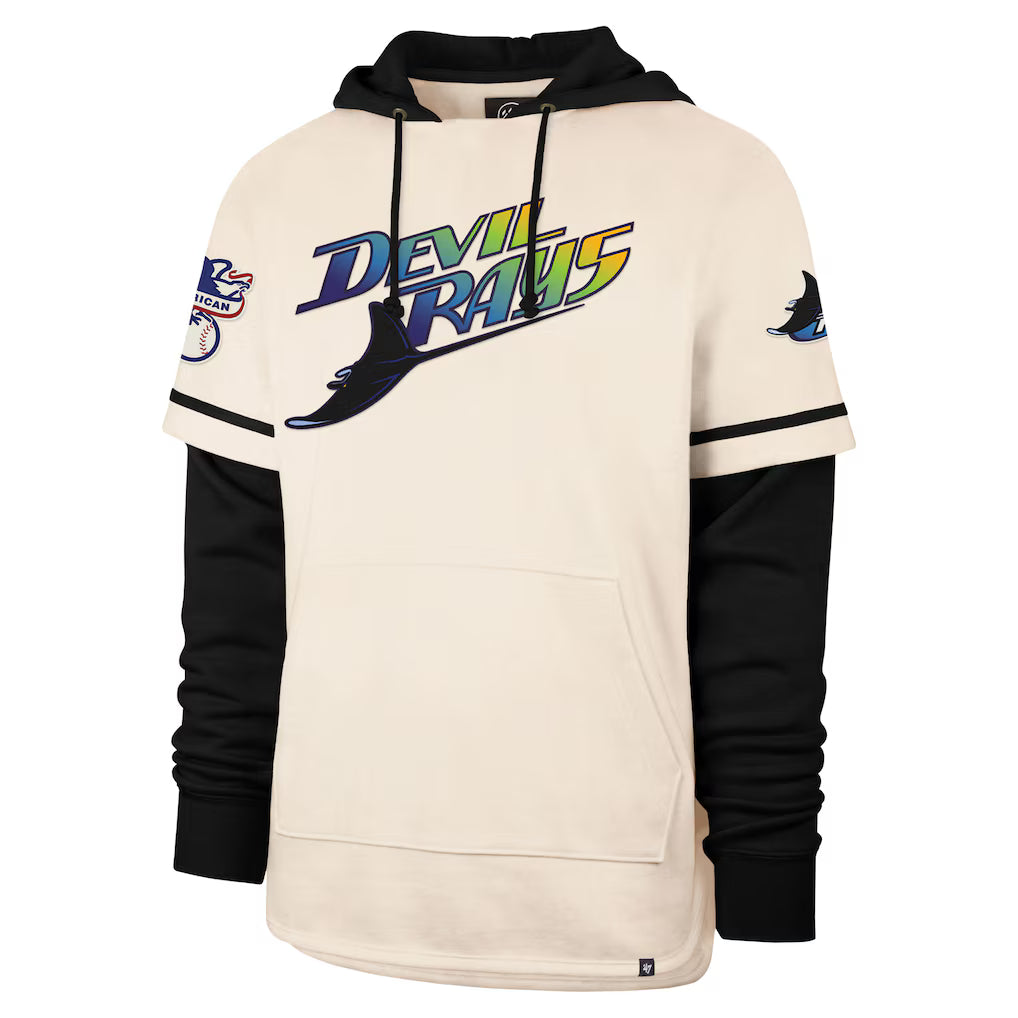Rays Men's '47 Brand Cream Trifecta Shortstop Pullover Hoodie
