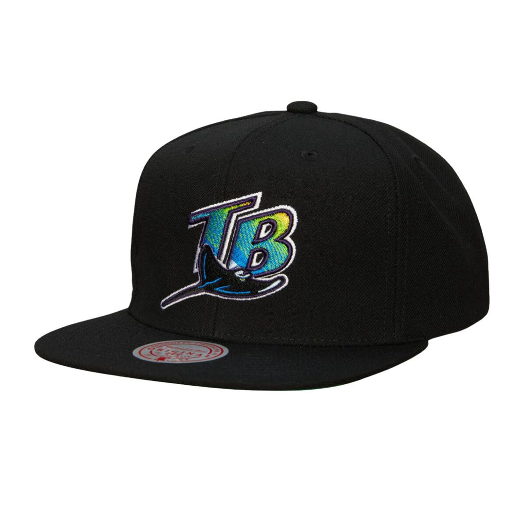 Rays Mitchell & Ness Black Devil Rays Coop Snapback Hat
