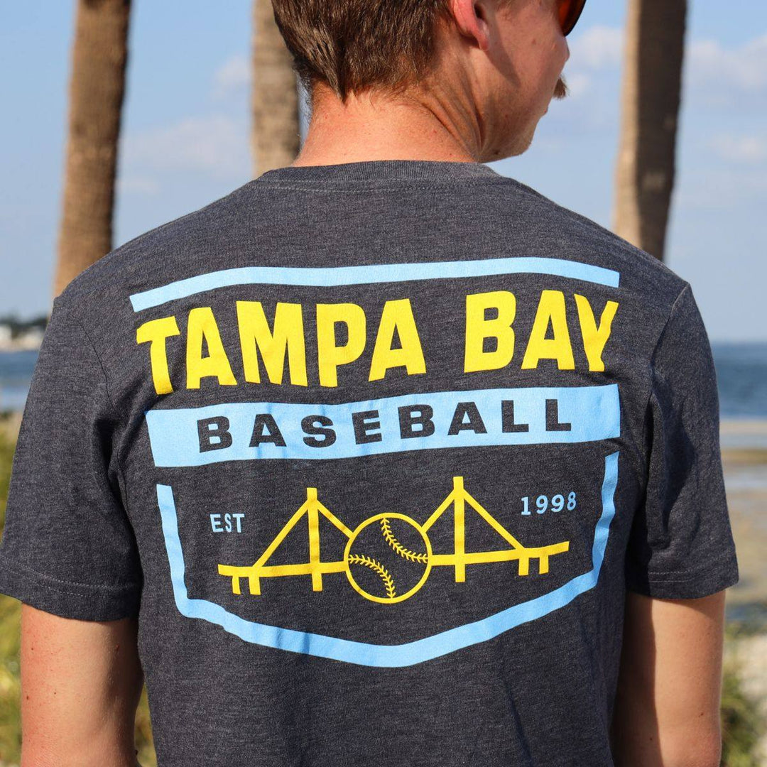 NAVY TAMPA BAY BASEBALL SKYWAY BRIDGE SPORTIQE T-SHIRT - The Bay Republic | Team Store of the Tampa Bay Rays & Rowdies
