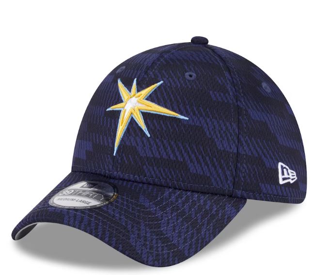 Rays New Era Navy Burst 2025 Clubhouse 39Thirty Flex Fit Hat