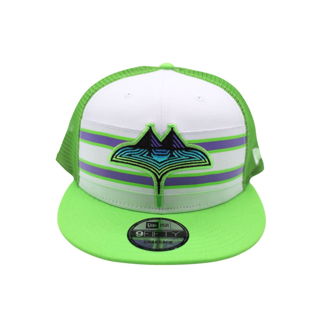 Rays New Era Neon Green Stripes City Connect Skyray 9Fifty Snapback Hat