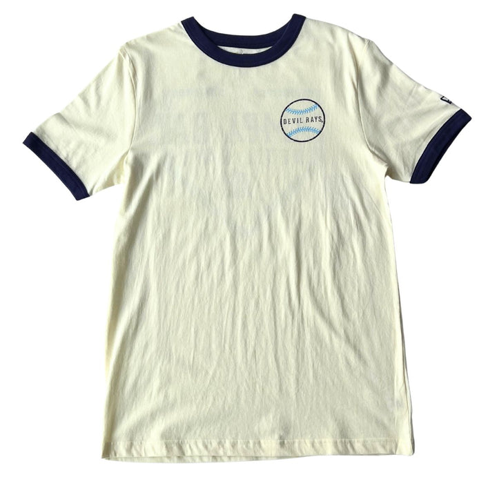 Rays Men's New Era Cream Devil Rays Home Plate Ringer T-Shirt