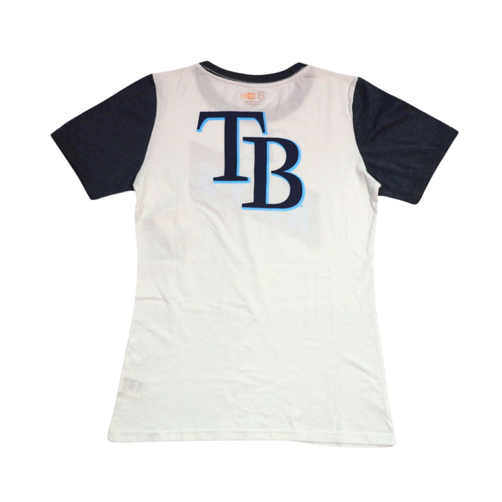 Rays Women's New Era White Blue Raglan T-Shirt