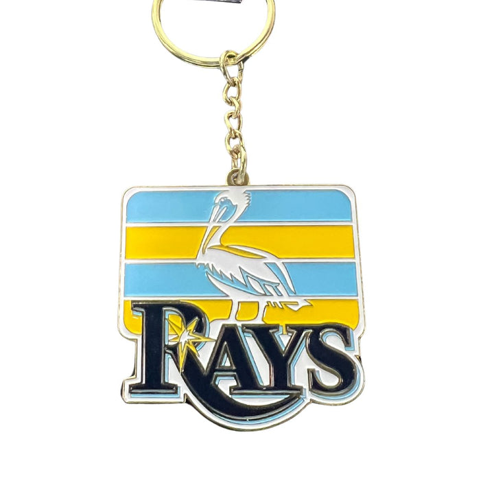 Rays Gold Blue and Yellow Pelican Wordmark Keychain