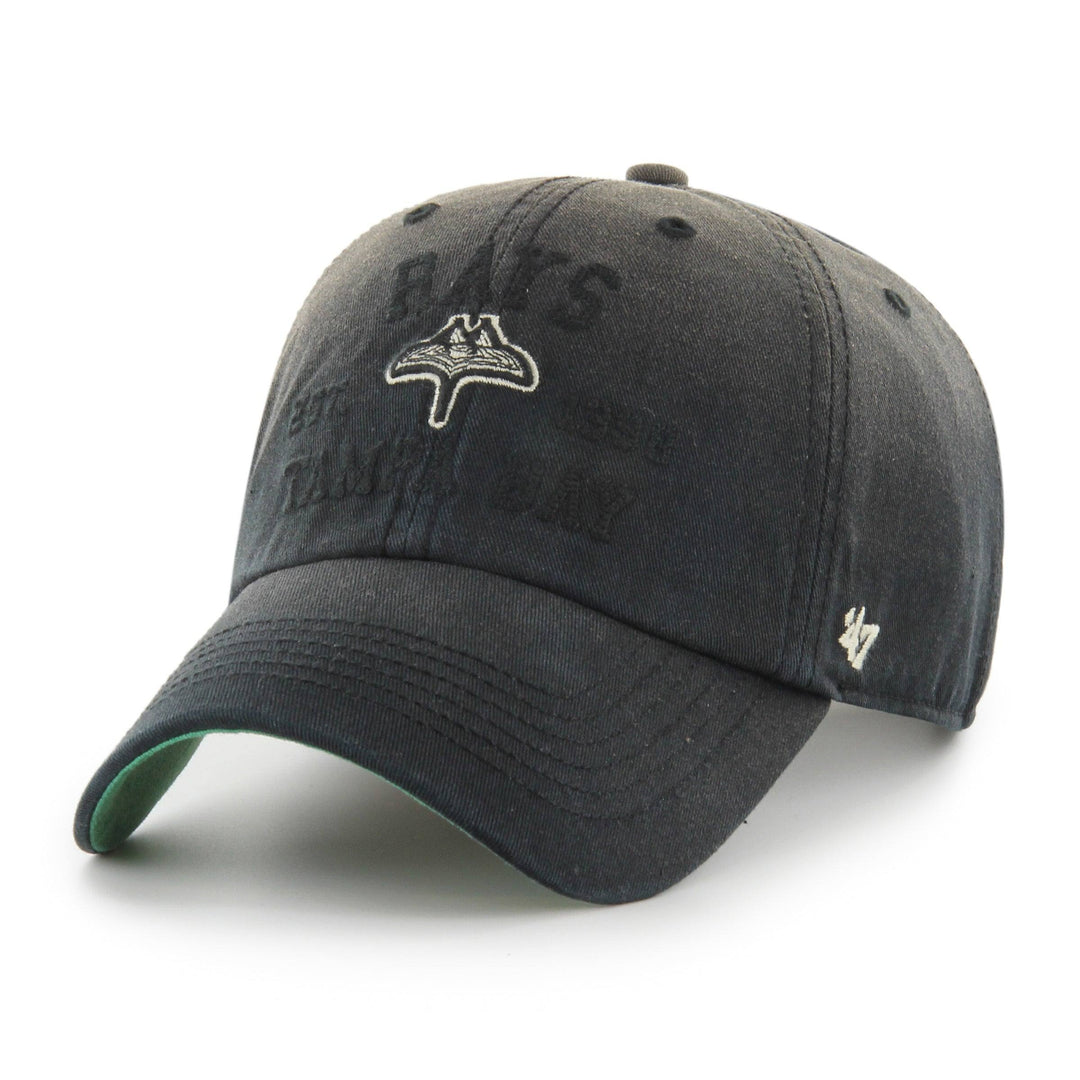 Rays '47 Brand Black Distressed City Connect Skyray Clean Up Adjustable Hat - The Bay Republic | Team Store of the Tampa Bay Rays & Rowdies