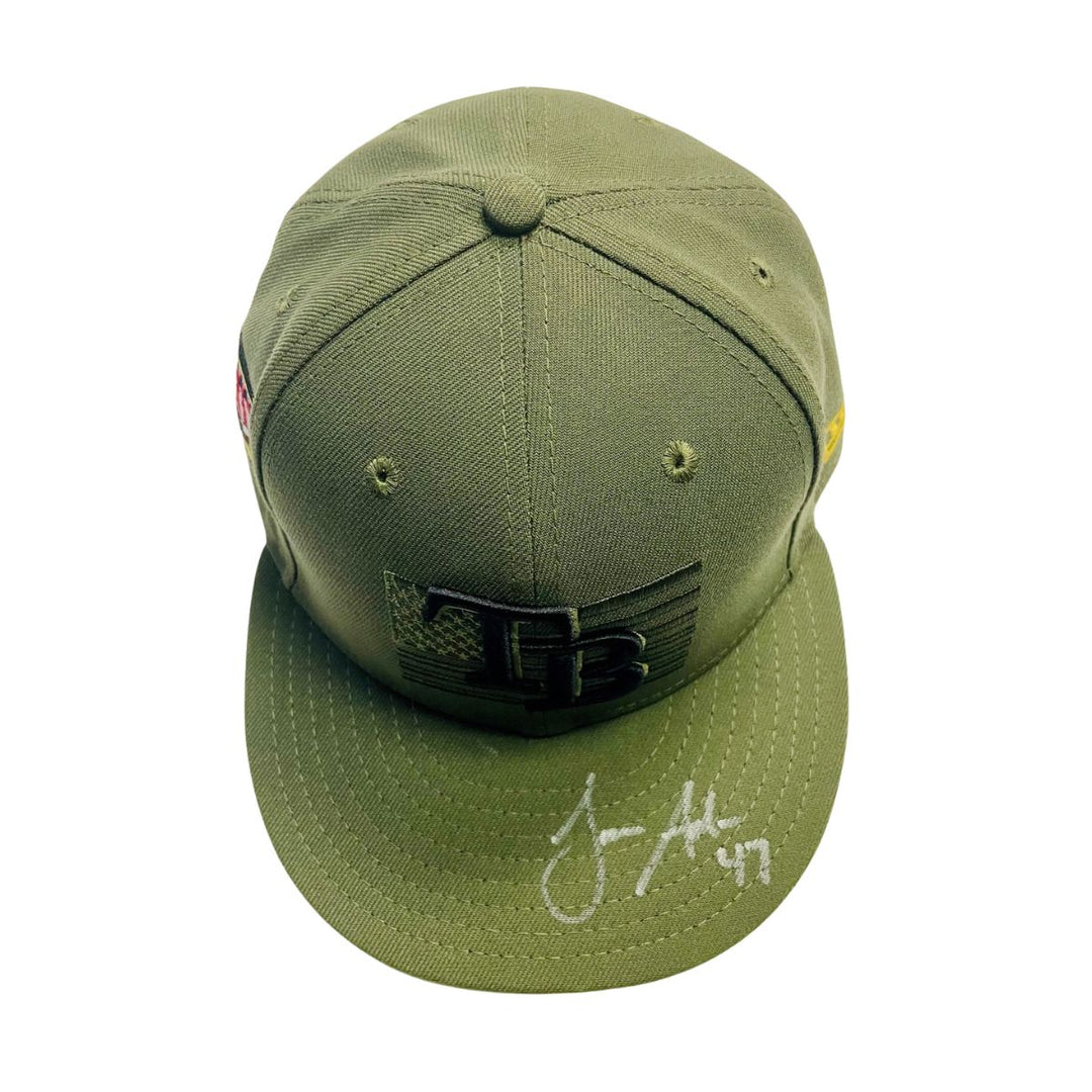 Rays Jason Adam Game Used Authentic Autographed Armed Forces Day Hat