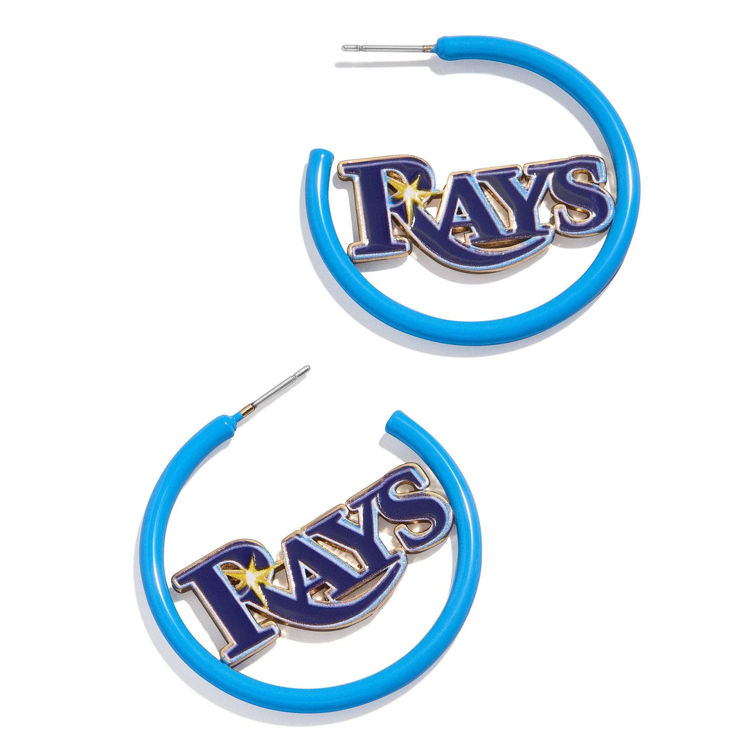 Rays Baublebar Blue Wordmark Hoop Earrings - The Bay Republic | Team Store of the Tampa Bay Rays & Rowdies
