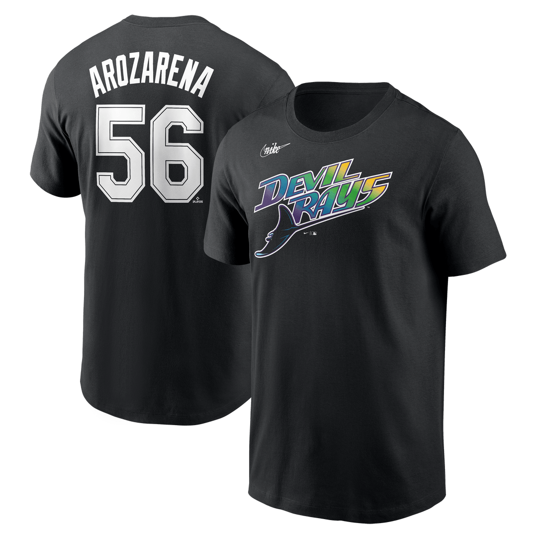 RAYS BLACK DEVIL RAYS RANDY AROZARENA NAME AND NUMBER T-SHIRT - The Bay Republic | Team Store of the Tampa Bay Rays & Rowdies