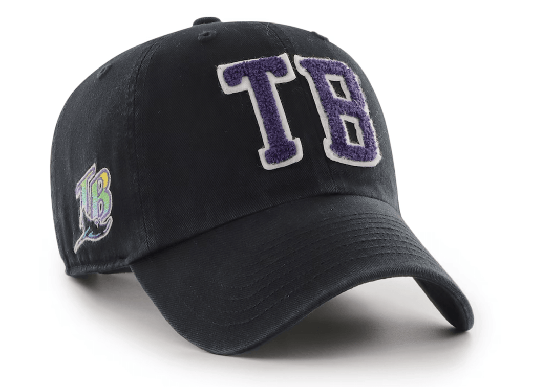 RAYS BLACK DEVIL RAYS TB COOP CHENILLE 47 BRAND CLEAN UP ADJUSTABLE HAT - The Bay Republic | Team Store of the Tampa Bay Rays & Rowdies