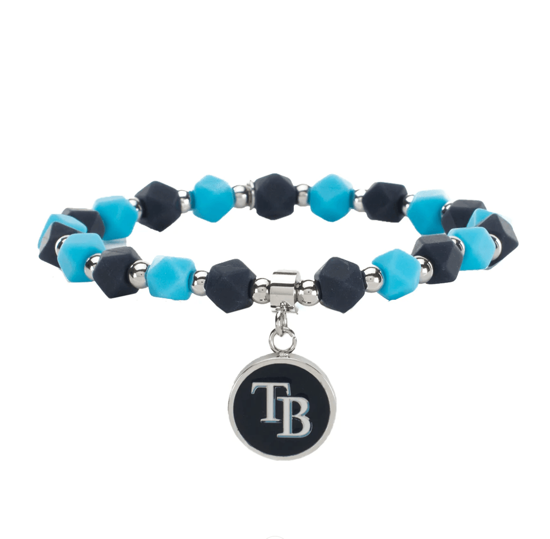 RAYS BLUE HEXAGON TB LOGO RUSTIC CUFF BEADED BRACELET - The Bay Republic | Team Store of the Tampa Bay Rays & Rowdies