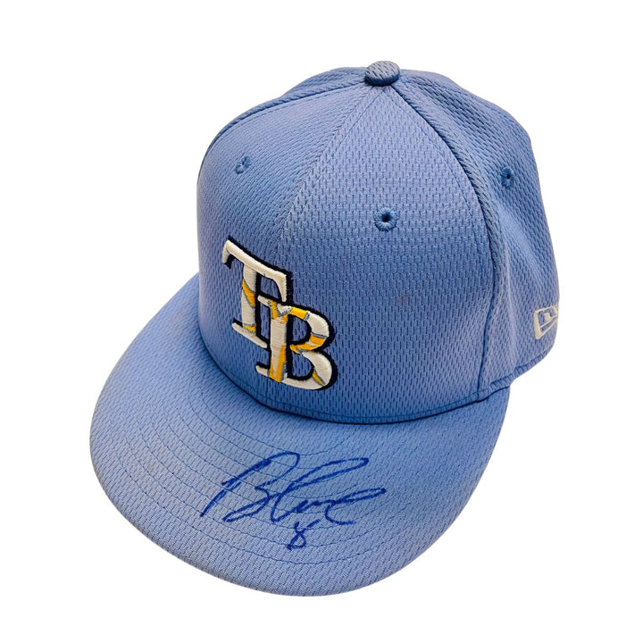 Rays Brandon Lowe Team-Issued Authentic Autographed Batting Practice Hat