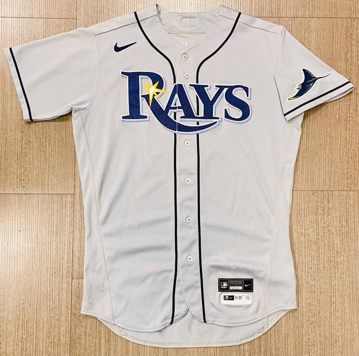 RAYS BRANDON LOWE TEAM ISSUED AUTHENTIC AUTOGRAPHED GREY RAYS JERSEY - The Bay Republic | Team Store of the Tampa Bay Rays & Rowdies