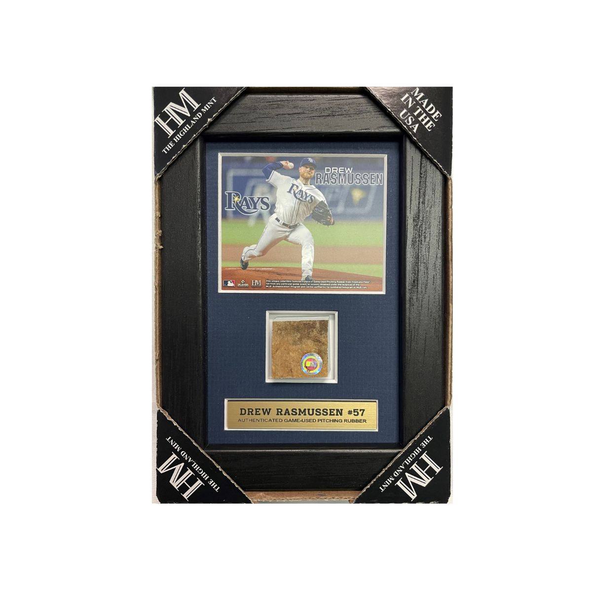 Rays Drew Rasmussen Authentic GameUsed Pitching Rubber Piece 5x7 Disp