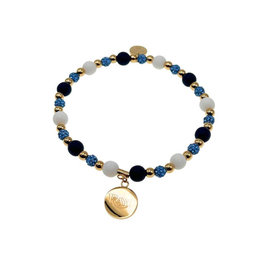 RAYS GOLD BLUE WHITE KALEIDOSCOPE RUSTIC CUFF BEADED BRACELET - The Bay Republic | Team Store of the Tampa Bay Rays & Rowdies