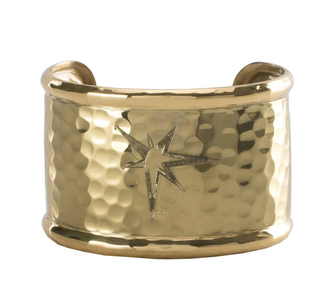 RAYS GOLD HAMMERED ENGRAVED BURST 1.5 RUSTIC CUFF - The Bay Republic | Team Store of the Tampa Bay Rays & Rowdies
