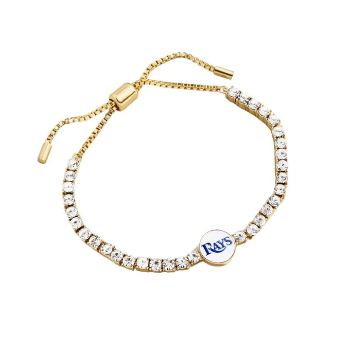 RAYS GOLD RHINESTONE WORDMARK BAUBLEBAR ADJUSTABLE BRACELET - The Bay Republic | Team Store of the Tampa Bay Rays & Rowdies