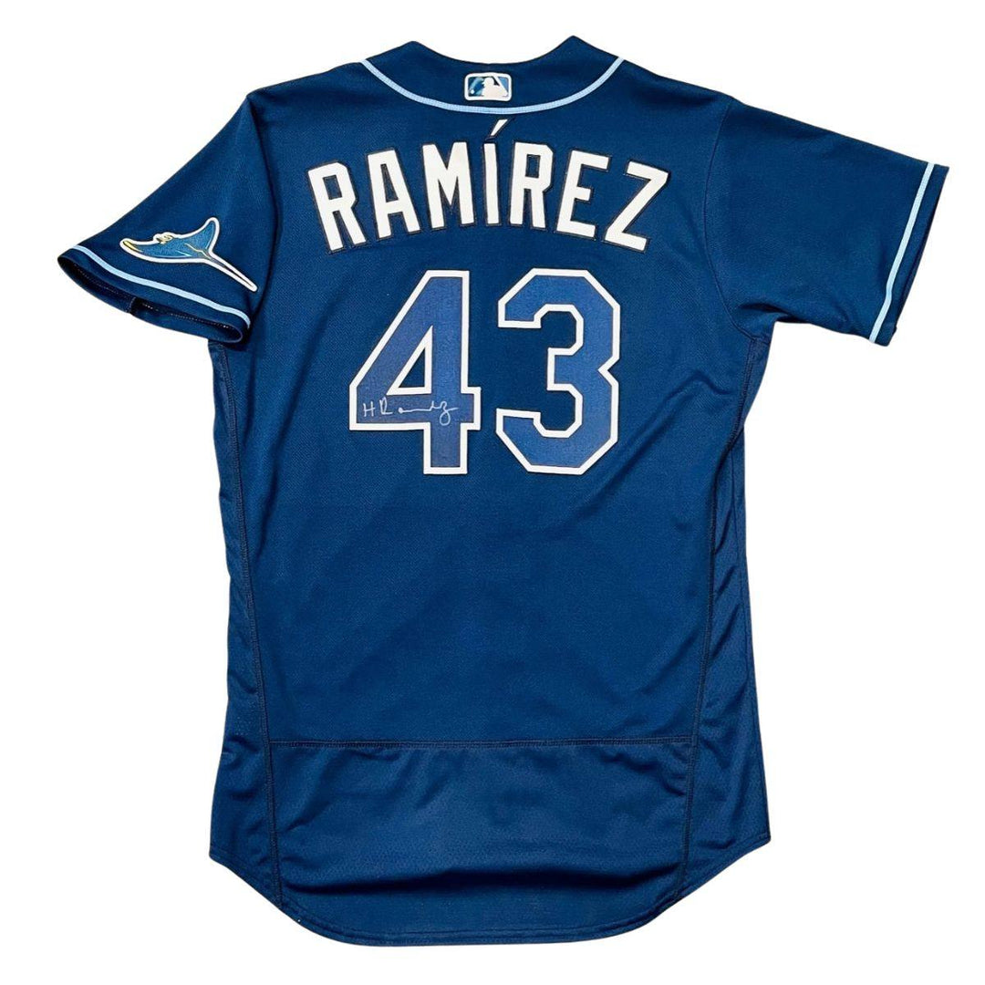 RAYS HAROLD RAMIREZ TEAM ISSUED AUTHENTIC AUTOGRAPHED NAVY RAYS JERSEY - The Bay Republic | Team Store of the Tampa Bay Rays & Rowdies