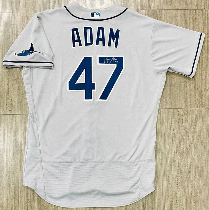 RAYS JASON ADAM TEAM ISSUED AUTHENTIC AUTOGRAPHED GREY RAYS JERSEY - The Bay Republic | Team Store of the Tampa Bay Rays & Rowdies