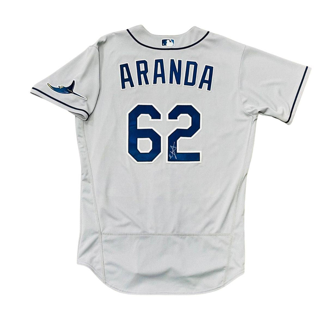 RAYS JONATHAN ARANDA TEAM ISSUED AUTHENTIC AUTOGRAPHED GREY RAYS JERSEY - The Bay Republic | Team Store of the Tampa Bay Rays & Rowdies