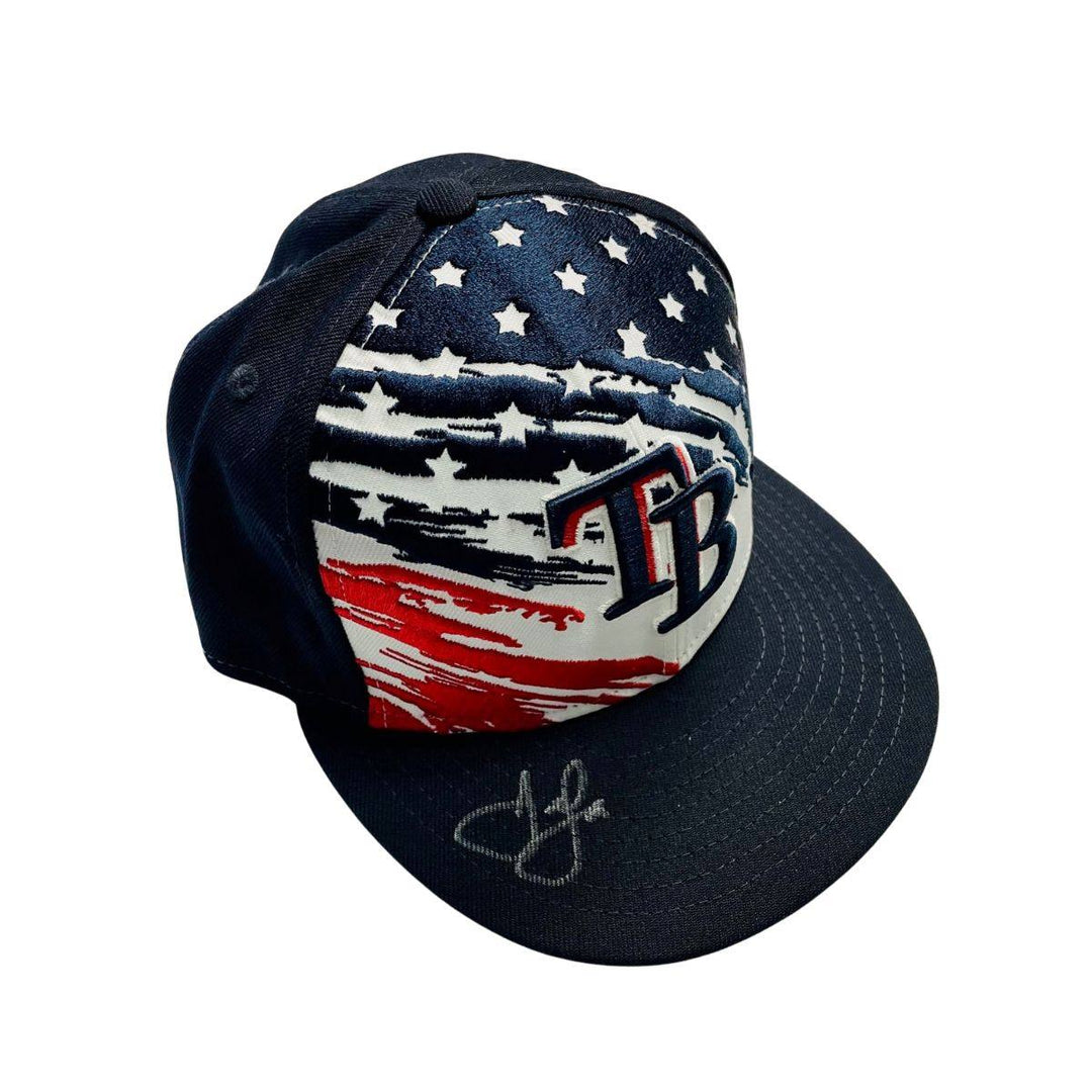 Rays Josh Lowe Game Used Authentic Autographed Stars and Stripes Hat - The Bay Republic | Team Store of the Tampa Bay Rays & Rowdies