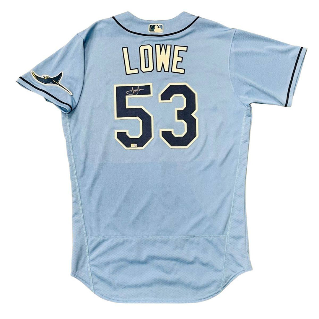 RAYS JOSH LOWE TEAM ISSUED AUTHENTIC AUTOGRAPHED COLUMBIA BLUE RAYS JERSEY - The Bay Republic | Team Store of the Tampa Bay Rays & Rowdies
